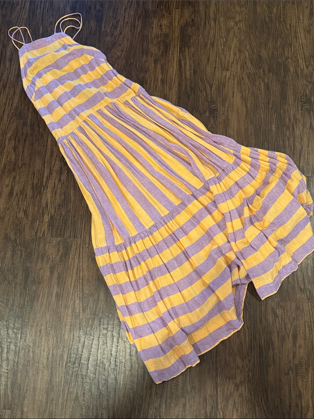 Anthropologie Lavender and Orange Striped Tiered Maxi Skirt